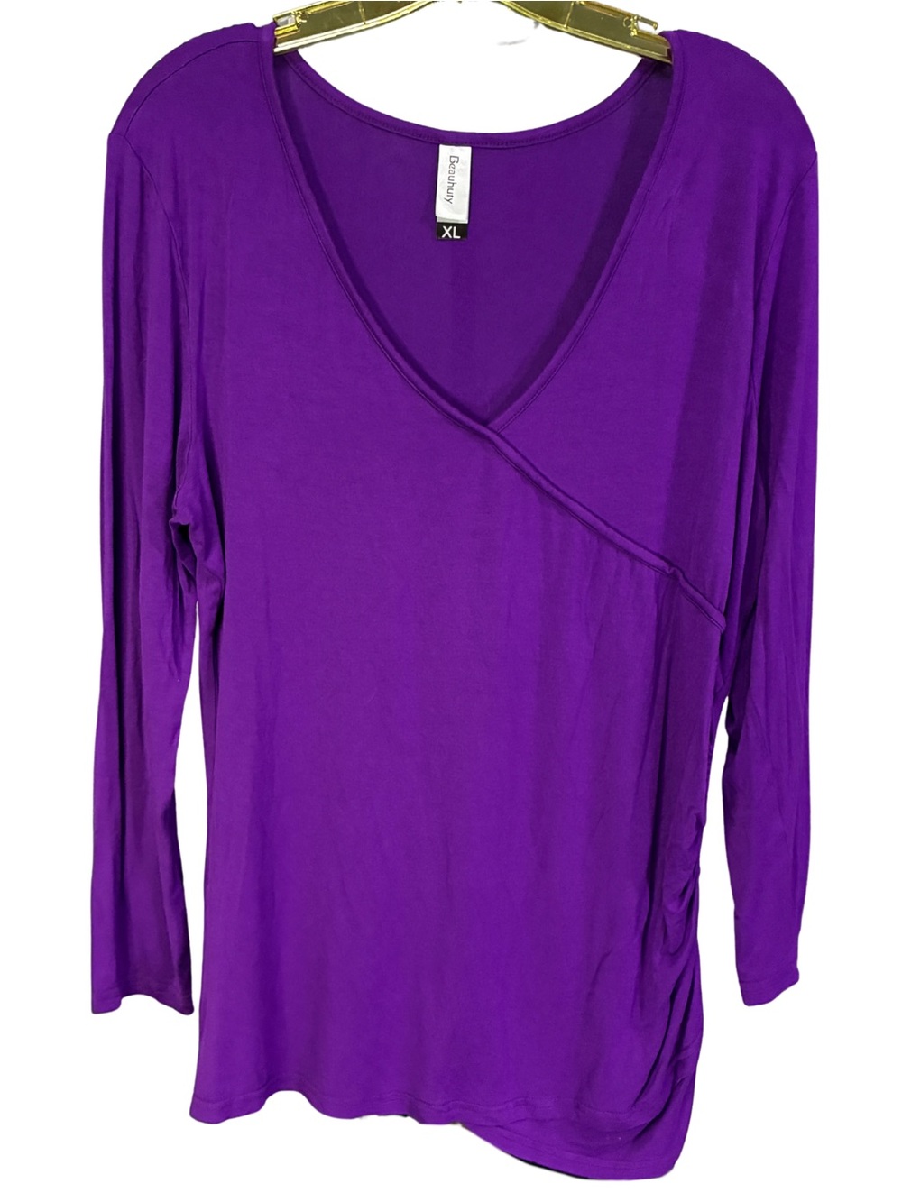 Purple V‑Neck Long Sleeve Top - XL